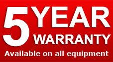 5 Year Warranty on all equipment